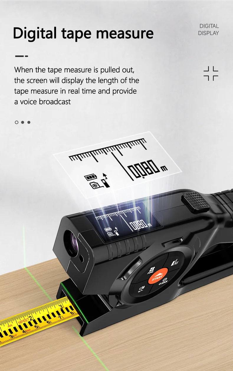 Tapelyzer 3‑in‑1 Digital Laser Tape Measure